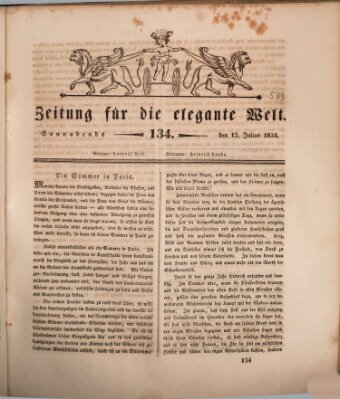 Zeitung für die elegante Welt Samstag 12. Juli 1834