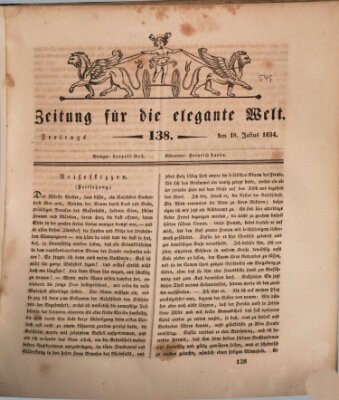 Zeitung für die elegante Welt Freitag 18. Juli 1834