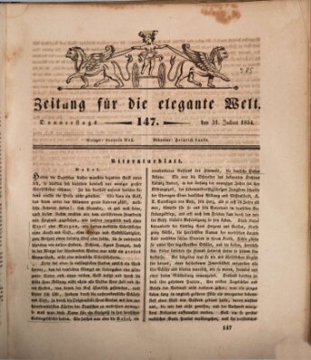 Zeitung für die elegante Welt Donnerstag 31. Juli 1834