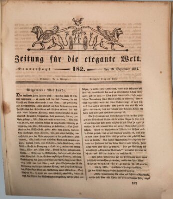 Zeitung für die elegante Welt Donnerstag 18. September 1834