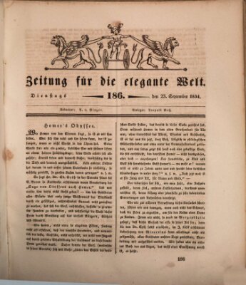 Zeitung für die elegante Welt Dienstag 23. September 1834