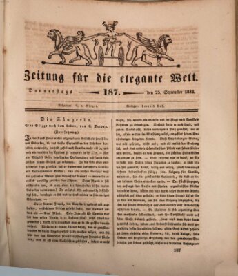 Zeitung für die elegante Welt Donnerstag 25. September 1834