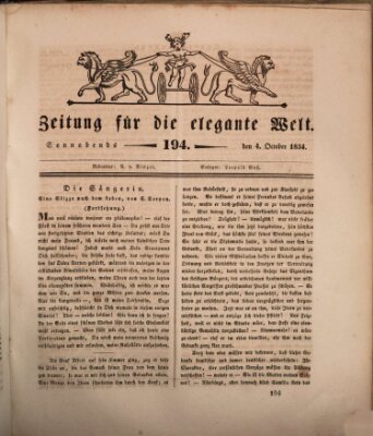 Zeitung für die elegante Welt Samstag 4. Oktober 1834