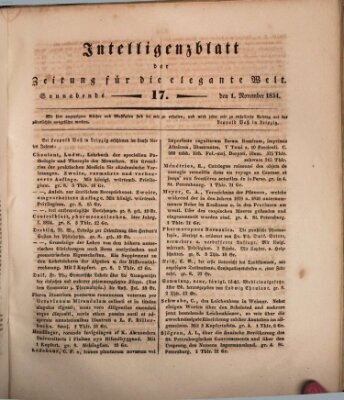 Zeitung für die elegante Welt Samstag 1. November 1834