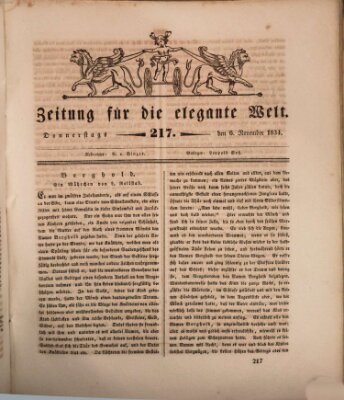 Zeitung für die elegante Welt Donnerstag 6. November 1834