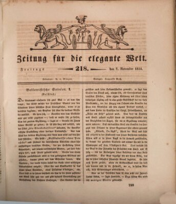 Zeitung für die elegante Welt Freitag 7. November 1834