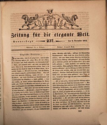 Zeitung für die elegante Welt Donnerstag 4. Dezember 1834