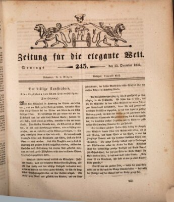 Zeitung für die elegante Welt Montag 15. Dezember 1834