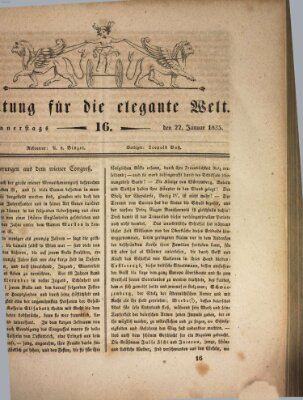 Zeitung für die elegante Welt Donnerstag 22. Januar 1835