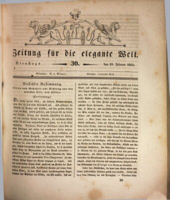 Zeitung für die elegante Welt Dienstag 10. Februar 1835