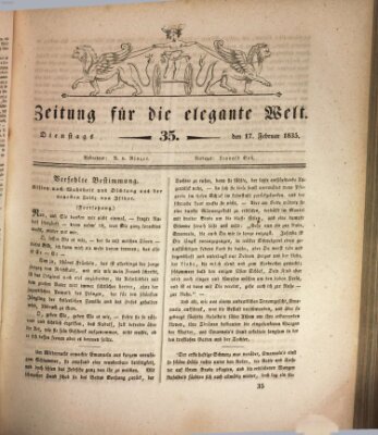 Zeitung für die elegante Welt Dienstag 17. Februar 1835