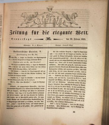 Zeitung für die elegante Welt Donnerstag 19. Februar 1835