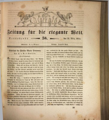 Zeitung für die elegante Welt Samstag 21. März 1835