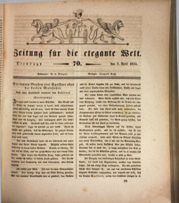 Zeitung für die elegante Welt Dienstag 7. April 1835