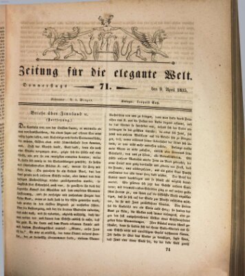 Zeitung für die elegante Welt Donnerstag 9. April 1835