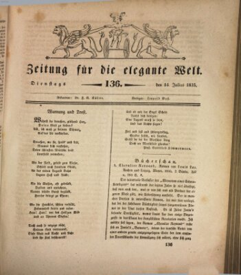 Zeitung für die elegante Welt Dienstag 14. Juli 1835