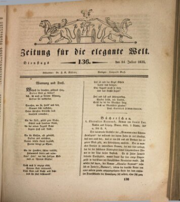 Zeitung für die elegante Welt Dienstag 14. Juli 1835