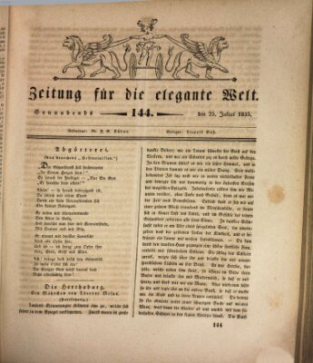 Zeitung für die elegante Welt Samstag 25. Juli 1835