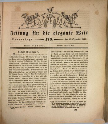 Zeitung für die elegante Welt Donnerstag 10. September 1835