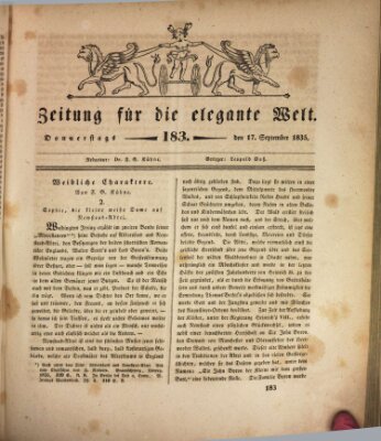 Zeitung für die elegante Welt Donnerstag 17. September 1835