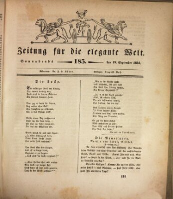 Zeitung für die elegante Welt Samstag 19. September 1835