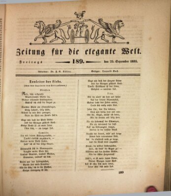 Zeitung für die elegante Welt Freitag 25. September 1835