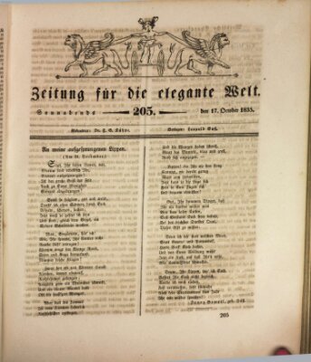 Zeitung für die elegante Welt Samstag 17. Oktober 1835