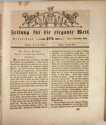 Zeitung für die elegante Welt Donnerstag 5. November 1835