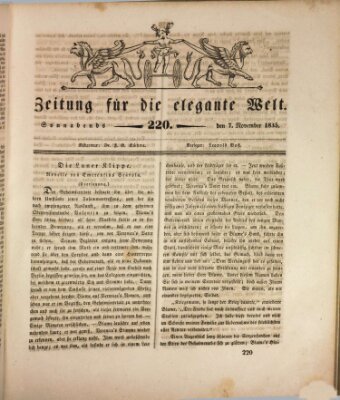 Zeitung für die elegante Welt Samstag 7. November 1835