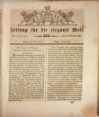 Zeitung für die elegante Welt Dienstag 10. November 1835