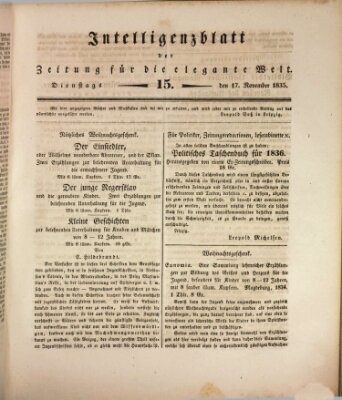 Zeitung für die elegante Welt Dienstag 17. November 1835