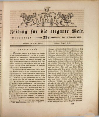 Zeitung für die elegante Welt Donnerstag 19. November 1835