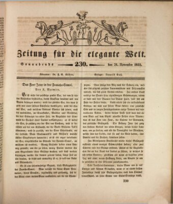 Zeitung für die elegante Welt Samstag 21. November 1835