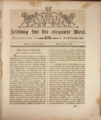 Zeitung für die elegante Welt Samstag 28. November 1835