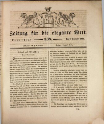Zeitung für die elegante Welt Donnerstag 3. Dezember 1835