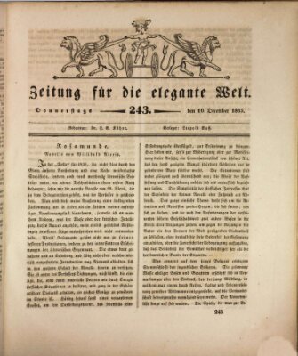 Zeitung für die elegante Welt Donnerstag 10. Dezember 1835