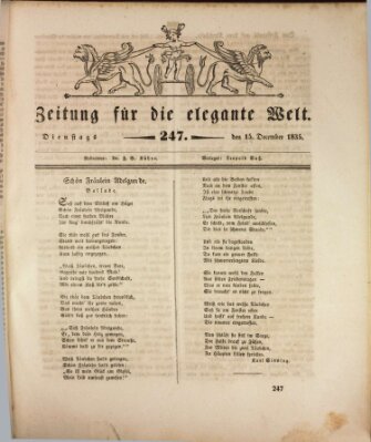 Zeitung für die elegante Welt Dienstag 15. Dezember 1835