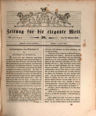 Zeitung für die elegante Welt Montag 22. Februar 1836