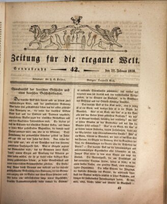 Zeitung für die elegante Welt Samstag 27. Februar 1836