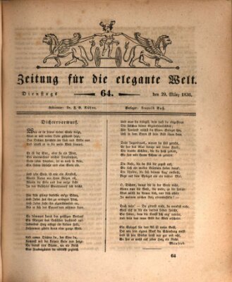 Zeitung für die elegante Welt Dienstag 29. März 1836