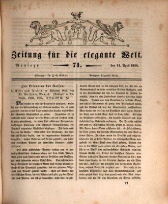 Zeitung für die elegante Welt Montag 11. April 1836