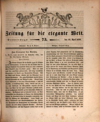 Zeitung für die elegante Welt Donnerstag 14. April 1836