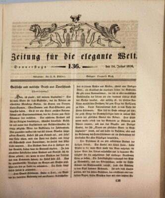 Zeitung für die elegante Welt Donnerstag 14. Juli 1836