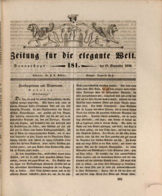 Zeitung für die elegante Welt Donnerstag 15. September 1836