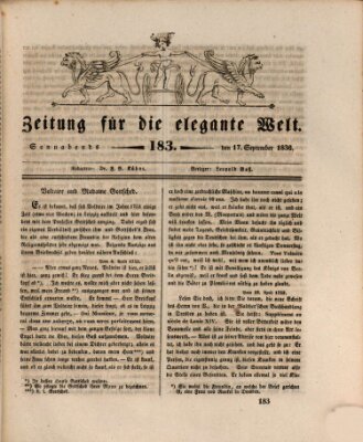 Zeitung für die elegante Welt Samstag 17. September 1836