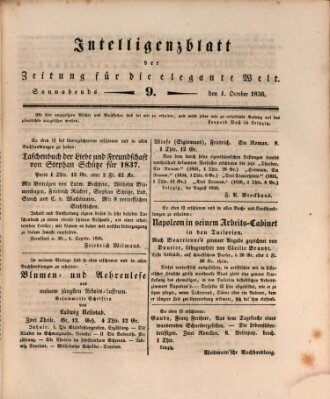 Zeitung für die elegante Welt Samstag 1. Oktober 1836