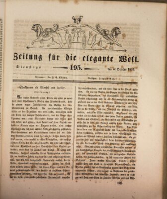 Zeitung für die elegante Welt Dienstag 4. Oktober 1836