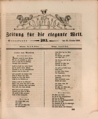 Zeitung für die elegante Welt Samstag 15. Oktober 1836