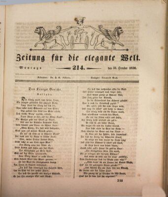 Zeitung für die elegante Welt Montag 31. Oktober 1836