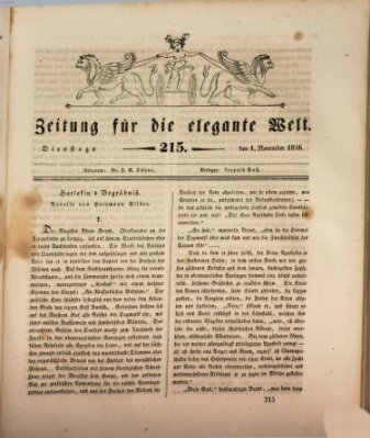 Zeitung für die elegante Welt Dienstag 1. November 1836